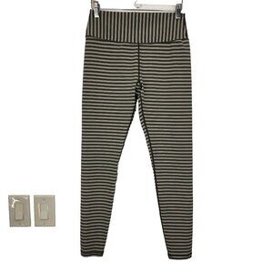 Glyder Sultry Figure Enhancing Leggings‎ Womens L Moss Oatmilk Striped Active